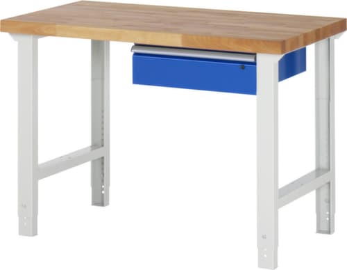 RAU Établi à hauteur réglable Serie 7000, 1 tiroir, RAL7035 gris clair/RAL5010 bleu gentiane