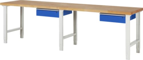 RAU Établi à hauteur réglable Serie 7000, 2 tiroirs, RAL7035 gris clair/RAL5010 bleu gentiane