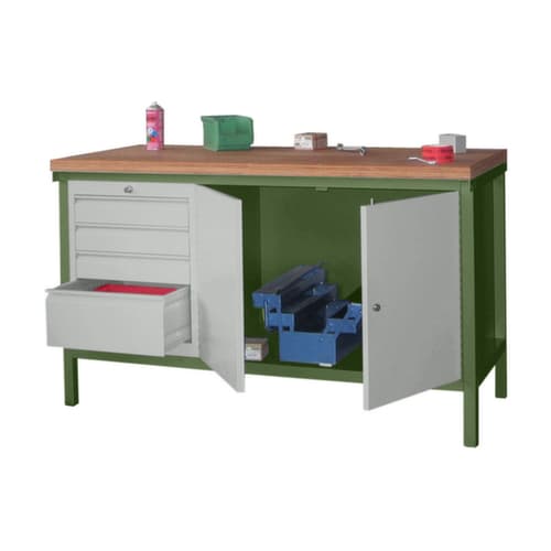 PAVOY Établi avec différents soubassements, 4 tiroirs, 1 armoire
