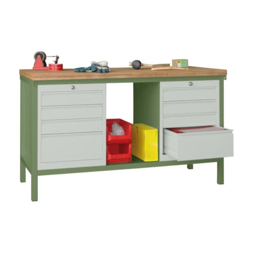 PAVOY Établi avec différents soubassements, 8 tiroirs, 1 tablette