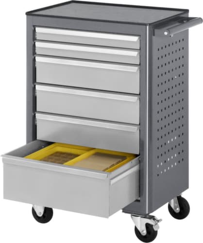 RAU Établi mobile Basic 6030, 6 tiroirs, 1 plaque perforée, anthracite/RAL7035 gris clair