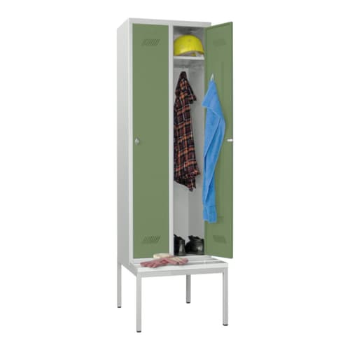PAVOY Armoire vestiaire Basis avec banc + 2 compartiments, largeur de compartiment 300 mm
