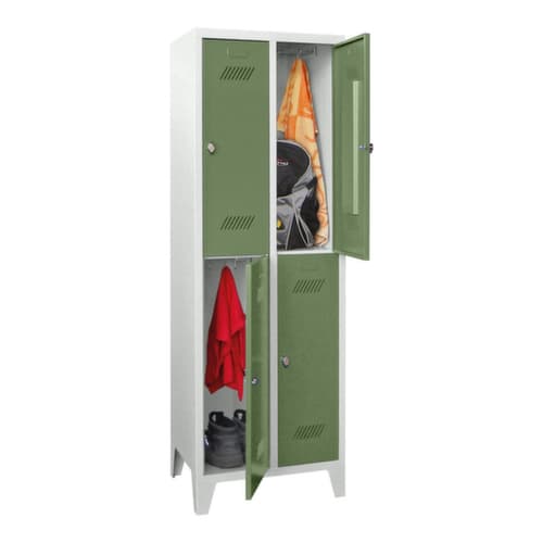 PAVOY Armoire vestiaire à deux niveaux Basis avec 2x2 compartiments, largeur de compartiment 300 mm