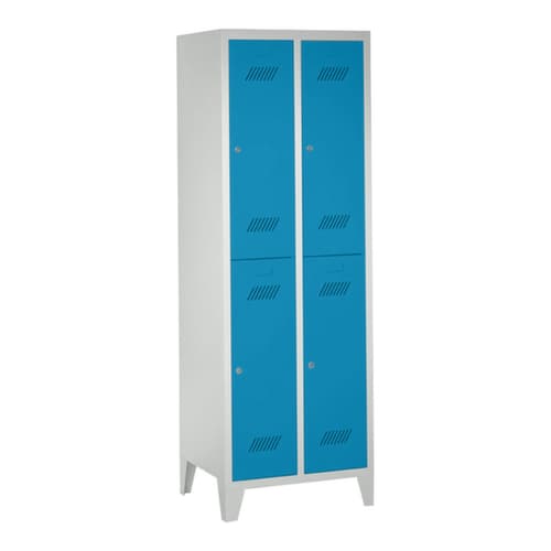 PAVOY Armoire vestiaire à deux niveaux Basis avec 2x2 compartiments, largeur de compartiment 300 mm