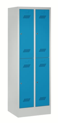 PAVOY Armoire vestiaire à deux niveaux Basis avec 2x2 compartiments, largeur de compartiment 300 mm