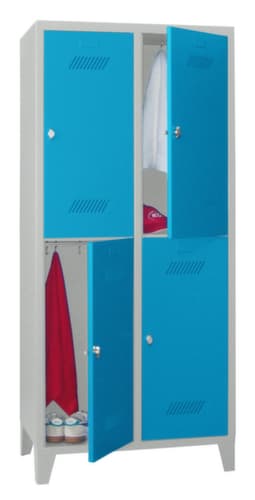 PAVOY Armoire vestiaire à deux niveaux Basis avec 2x2 compartiments, largeur de compartiment 400 mm