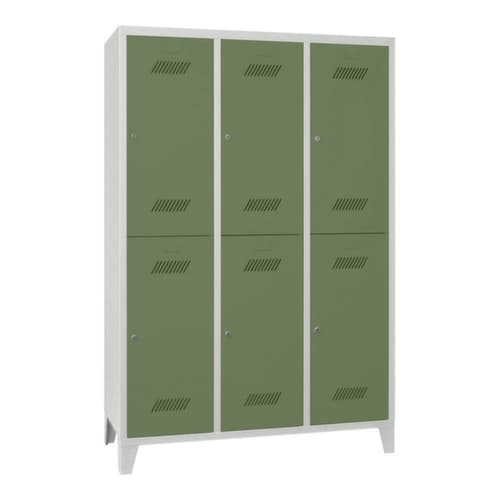 PAVOY Armoire vestiaire à deux niveaux Basis avec 3x2 compartiments, largeur de compartiment 400 mm
