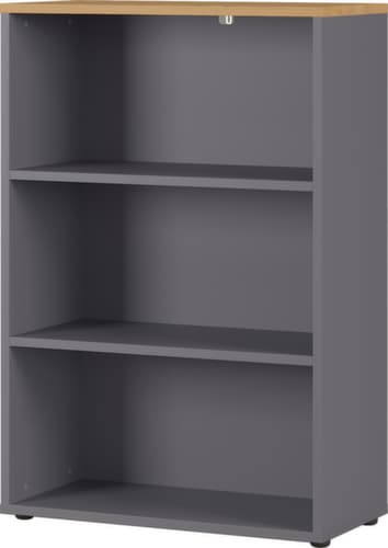 Rayonnage de bureau GW-AGENDA, largeur 800 mm, 3 HC, gris graphite/chêne Grandson