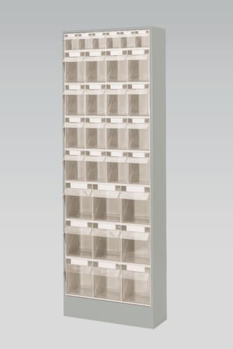 Armoire à tiroirs avec bacs repliables, 31 bacs, transparent