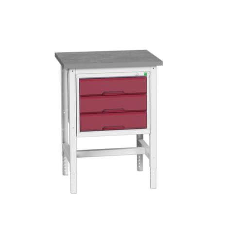 bott Établi verso, 3 tiroirs, RAL7035 gris clair/RAL3004 rouge pourpre