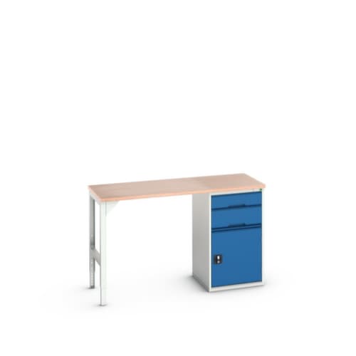 bott Établi verso, 2 tiroirs, 1 armoire, RAL7035 gris clair/RAL5010 bleu gentiane
