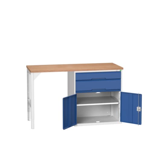bott Établi verso, 2 tiroirs, 1 armoire, RAL7035 gris clair/RAL5010 bleu gentiane