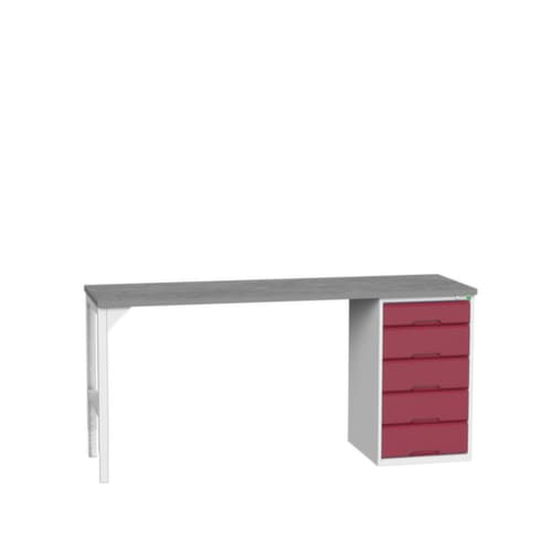 bott Établi verso, 5 tiroirs, RAL7035 gris clair/RAL3004 rouge pourpre