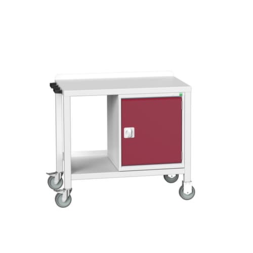 bott Établi mobile verso, 1 armoire, 1/2 tablette, 1 poignée, RAL7035 gris clair/RAL3004 rouge pourpre