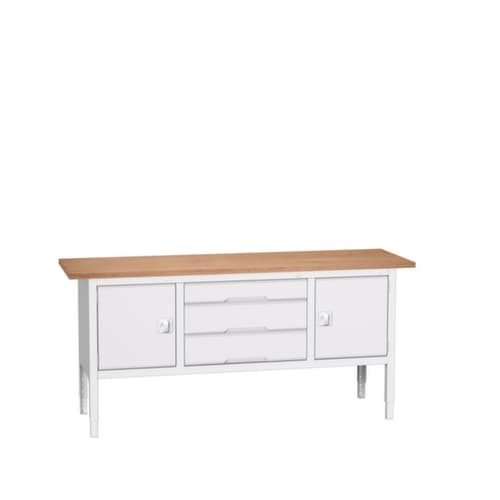 bott bloc établi à hauteur réglable verso, 3 tiroirs, 2 armoires, RAL7035 gris clair/RAL7035 gris clair