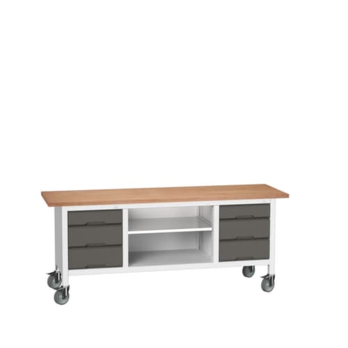 bott Bloc établi mobile verso, 6 tiroirs, 1 tablette, RAL7035 gris clair/RAL7016 gris anthracite