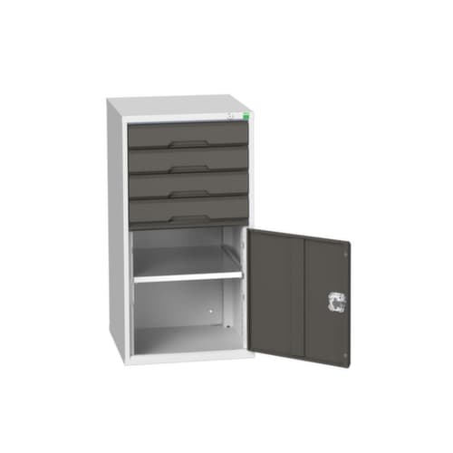 bott armoire à tiroirs verso avec porte battante, 4 tiroir(s), RAL7035 gris clair/RAL7016 gris anthracite