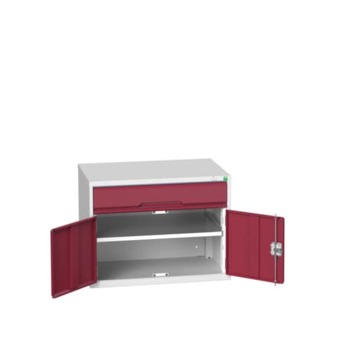 bott armoire à tiroirs verso avec porte battante, 1 tiroir(s), RAL7035 gris clair/RAL3004 rouge pourpre