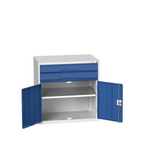 bott armoire à tiroirs verso avec porte battante, 2 tiroir(s), RAL7035 gris clair/RAL5010 bleu gentiane