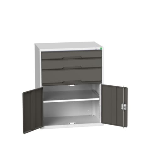 bott armoire à tiroirs verso avec porte battante, 3 tiroir(s), RAL7035 gris clair/RAL7016 gris anthracite