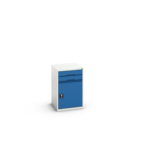 bott armoire à tiroirs verso avec porte battante, 2 tiroir(s), RAL7035 gris clair/RAL5010 bleu gentiane