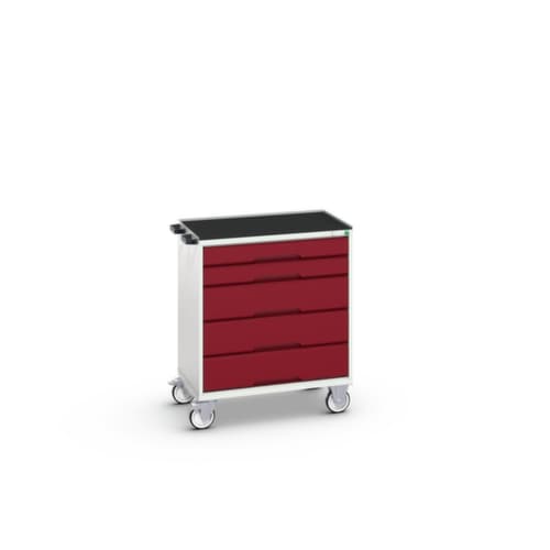 bott Chariot à outils verso, 5 tiroirs, RAL7035 gris clair/RAL3004 rouge pourpre