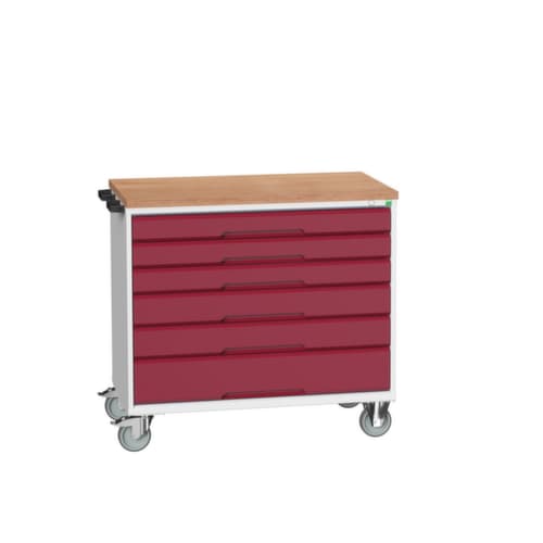 bott Chariot à outils verso, 6 tiroirs, RAL7035 gris clair/RAL3004 rouge pourpre