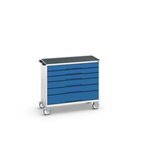 bott Chariot à outils verso, 6 tiroirs, RAL7035 gris clair/RAL5010 bleu gentiane