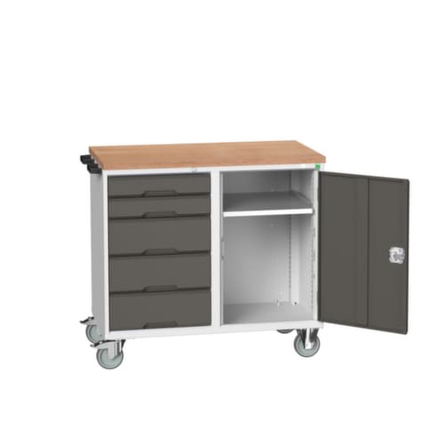 bott poste de travail mobile verso, 5 tiroirs, 1 armoire, RAL7035 gris clair/RAL7016 gris anthracite