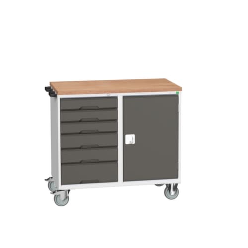 bott poste de travail mobile verso, 6 tiroirs, 1 armoire, RAL7035 gris clair/RAL7016 gris anthracite