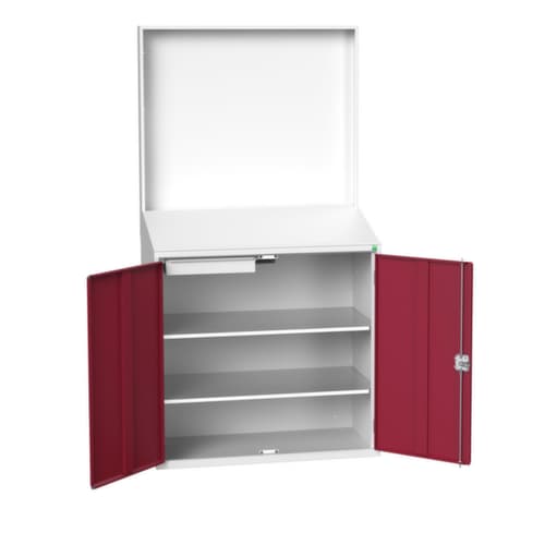 bott armoire avec pupitre verso avec paroi arrière, RAL7035 gris clair/RAL3004 rouge pourpre