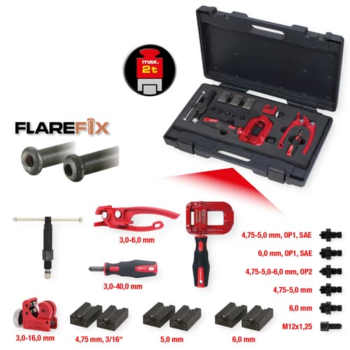 KS Tools FLAREFIX 1 Jeu d'outils universels pour l'évasement des conduites de frein avec broche hydraulique