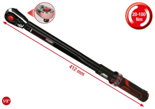 KS Tools Clé dynamométrique à cliquet de précision ERGOTORQUE® 1/2"