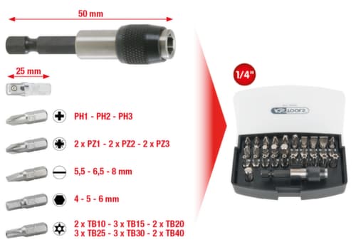 KS Tools Jeu d'embouts 1/4"