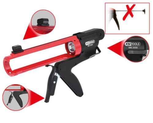 KS Tools Pistolet à cartouche sans tige de poussée saillante 310 ml