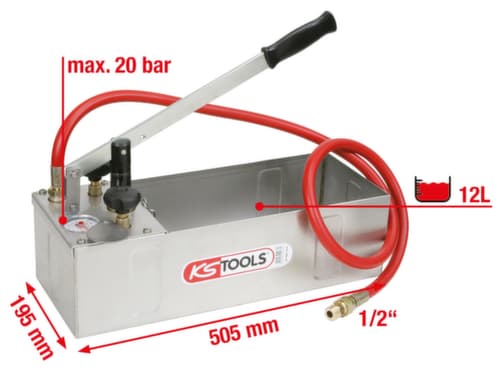 KS Tools Pompe d'épreuve de pression en acier inoxydable