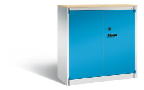 C+P Armoire haute sécurité de bureau avec plateau supérieur en bois