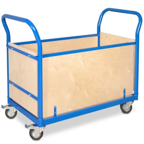Chariot quatre ridelles, force 250 kg, plateau longueur x largeur 945 x 445 mm