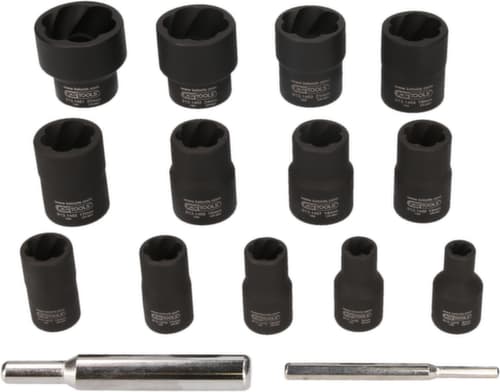 KS Tools Jeu de douilles électriques à profil spiralé 1/4"+1/2"