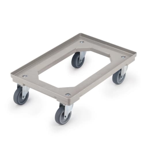 Rouleau de transport pour conteneurs Euonorm avec cadre à angle ouvert, force 300 kg, polypropylène bandage