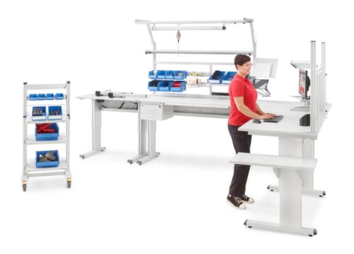 Treston Angle de liaison pour poste de travail, largeur x profondeur 800 x 800 mm, plaque RAL7035 gris clair
