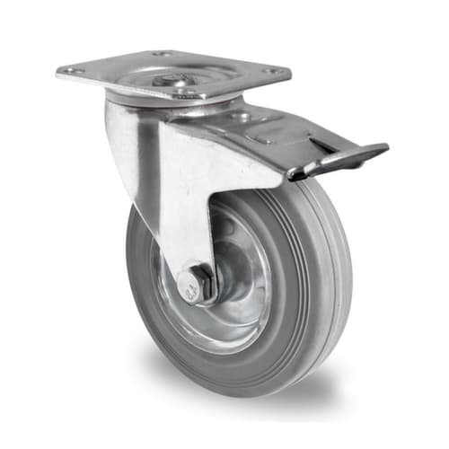 Cascoo Roulette pivotante avec frein total, force 205 kg, caoutchouc plein bandage