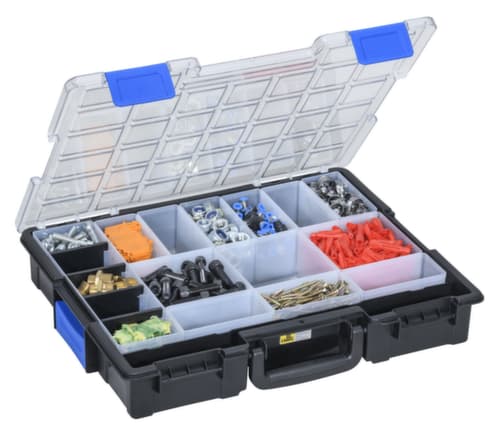 Allit mallette pour petites pièces EuroPlus Pro <K>, 19 bacs, polypropylène noir
