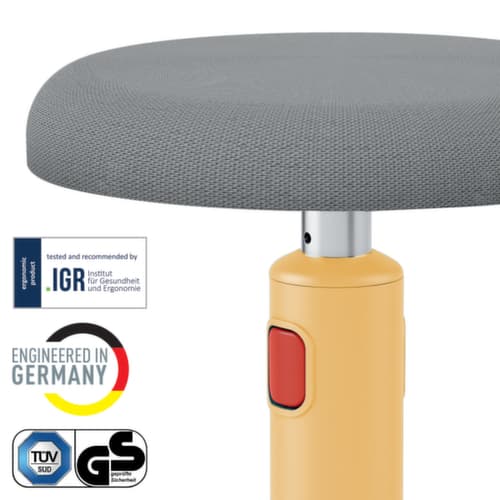 Leitz tabouret assis-debout Ergo Cosy Aktiv, assise gris, partie inférieure du pied antidérapante