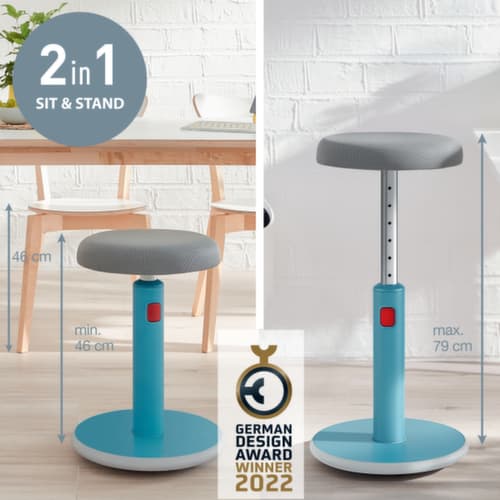 Leitz tabouret assis-debout Ergo Cosy Aktiv, assise gris, partie inférieure du pied antidérapante