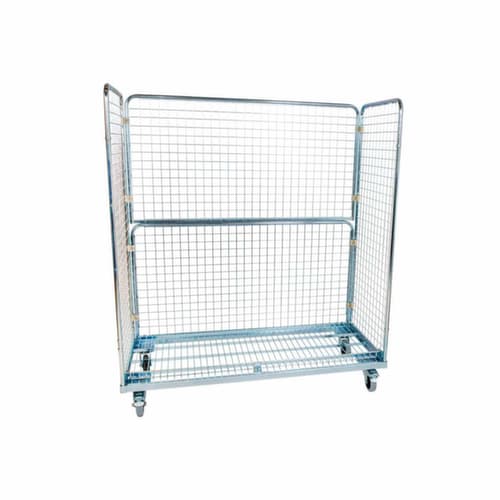 Conteneur à roulettes avec 3 parois grillagées, force 500 kg, longueur x largeur 620 x 1500 mm