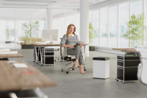 Hailo Poubelle Big-Box Swing L avec couvercle oscillant à fermeture automatique, 35 l, blanc