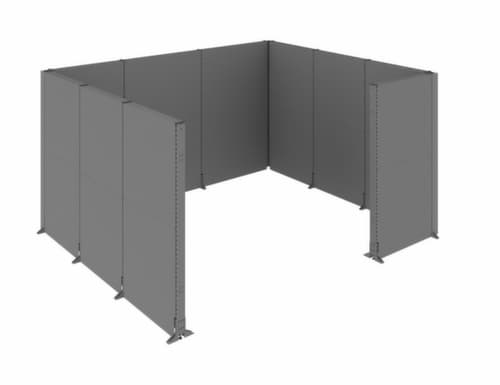 kit pour cloison acoustique démontable, hauteur x largeur 2000 x 3500 mm, paroi RAL7037 gris poussière