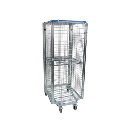 Bac sur roulettes de sécurité emboîtable nestainer® avec toit en plastique, force 500 kg, longueur x largeur 820 x 725 mm
