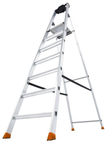 Krause escabeau industriel MONTO® Solido® avec estrade à profilé convexe, 7 marches profilées